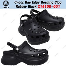Crocs Bae Edgy Beading Clog Rubber Black 214100-001 Unisex Size