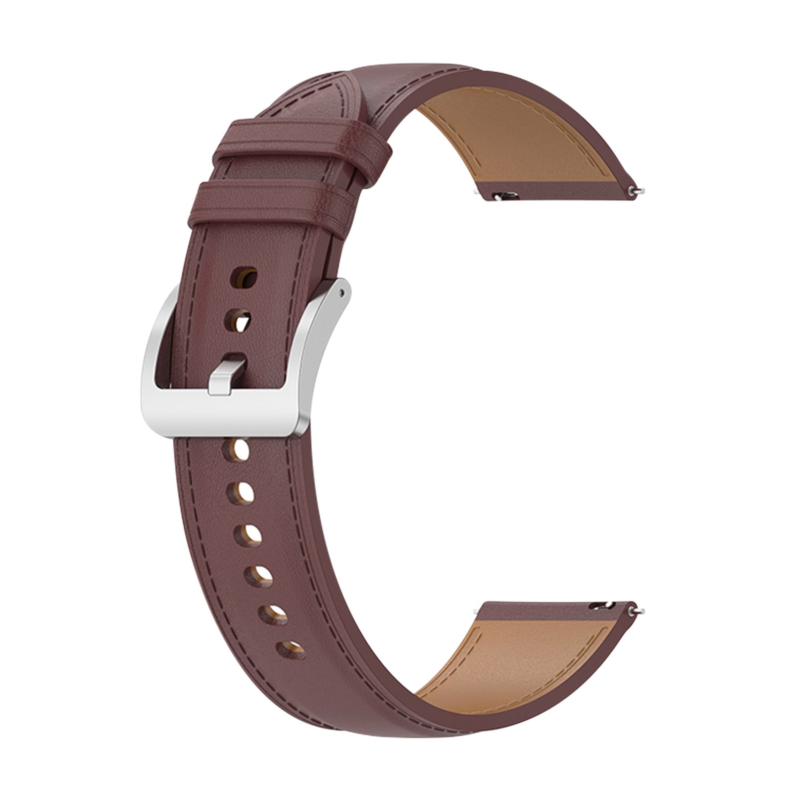 Bracelet en cuir véritable marron pour Samsung Galaxy Watch 3 45mm et Huawei Watch GT