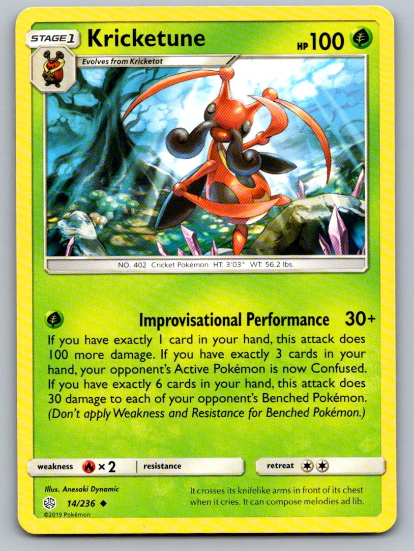 Kricketune 14/236 Uncommon Cosmic Eclipse Pokemon Lightly Played