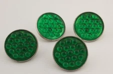 SET OF 4 VINTAGE WALD 1 1/2" GREEN RASPBERRY BICYCLE REFLECTORS NICE!!