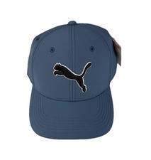 NWT PUMA Stretch Fit Adult Baseball Cap Hat Blue/Gray Size L/XL Black Logo