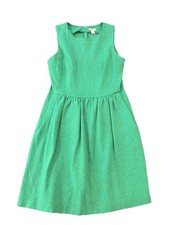 J. Crew Factory Emerald Kelly Green Tank Dress XS Fit Flare Cotton Preppy Office