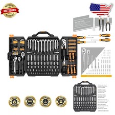 Pro Mechanics Tool Set 192pc | Chrome Vanadium | Hex Box End Wrench | Storage...