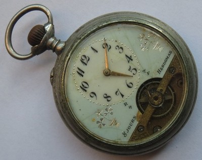 Hebdomas Days Pocket Watch open face nickel chromiun case 51,5