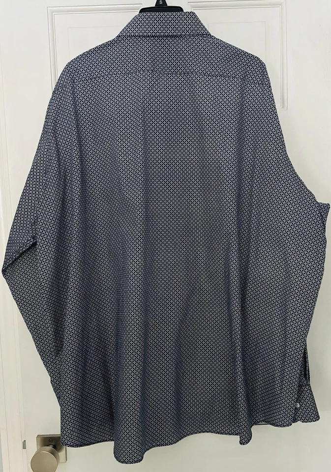 Camisa informal Bristol & Bull para hombre puño abatible geométrica azul talla 4XL Foto 3 de 4