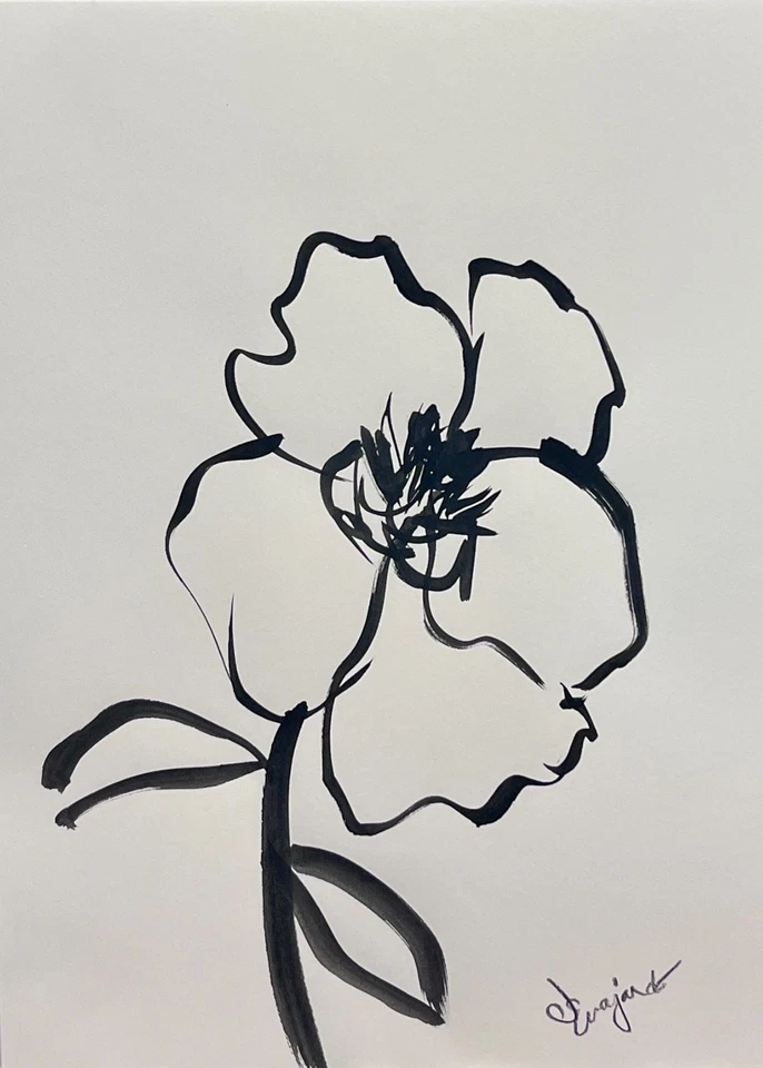 Arte assinada em papel GUAJARDO original neo expressionismo rosa rocha 12X9 - Imagem 2 de 4