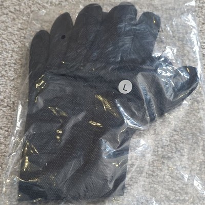 Men's Black Synthetic Wrist-Length Gloves Size L Geometric Pattern
