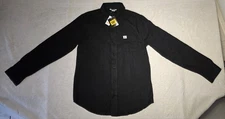 Caterpillar Men's  Black Flannel Button Up Polo Long  Sleeve Size Small