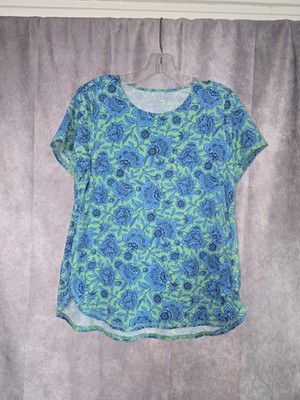 J. JILL Fit Fit Progress Shirttail Floral Tee Pima Cotton Size M Petite