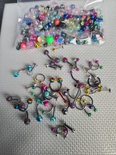 Lot Of 40 Body Piercings Jewelry, Mixed Beads Colors Sizes Belly Button Lip Brow