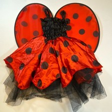 Ladybug Girl's Costume Size 18 to 24 Months Red Black Wings Tutu Halloween