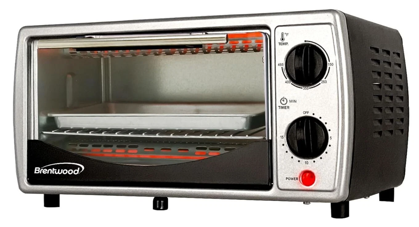 Brentwood TS-345B Stainless Steel 4-slice Toaster Oven, Black Toast, Bake/Broil