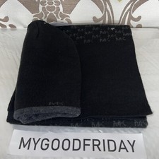 Michael Kors ALL OVER SMALL MK LOGO Scarf and Hat Set BLACK msrp 88