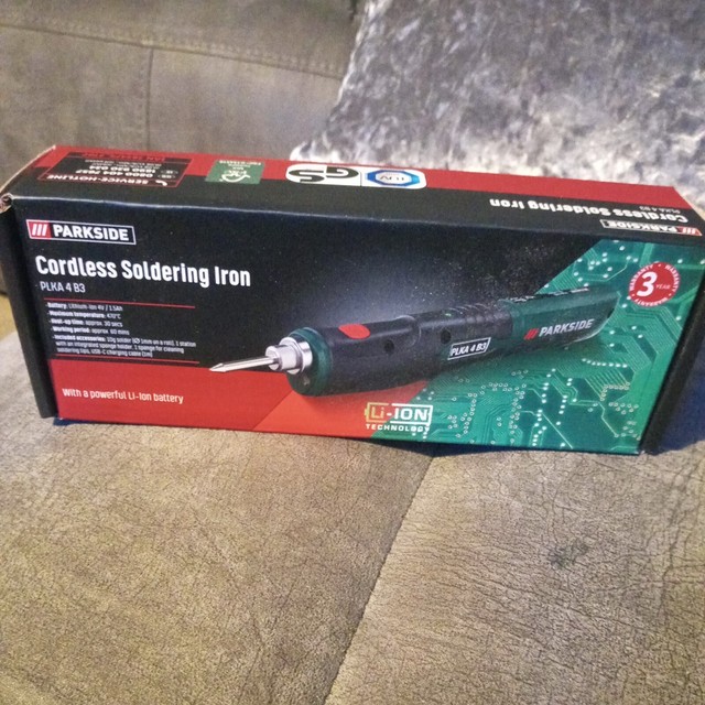 Parkside 4V Cordless Soldering Iron Kit Station USBC Charging Cable