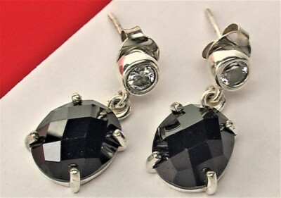 Black Stone earrings Sterling Silver 925 TEARDROP Fashion Jewelry Woman's