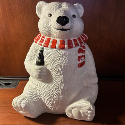 ヴィンテージドール magic bottle bear 1994 Coca-Cola Brand Polar Bear Cookie Jar Cannister Decor Vintage
