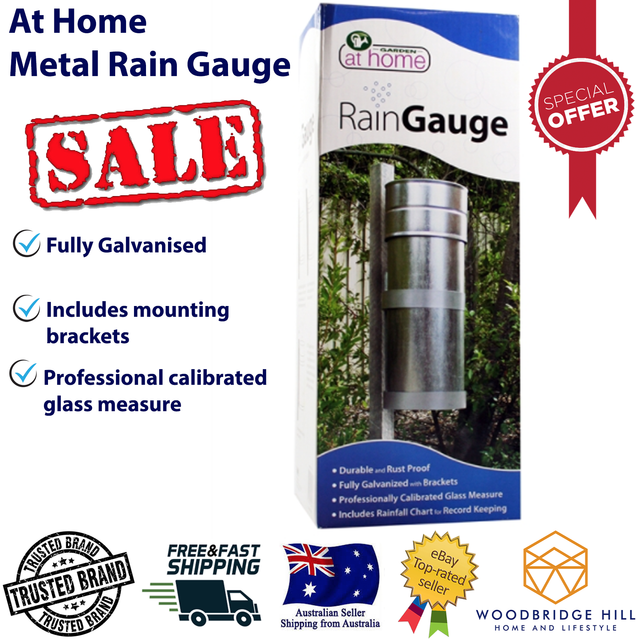 at Home Metal Rain Gauge Professional CALIBRATED Glass Measure for sale