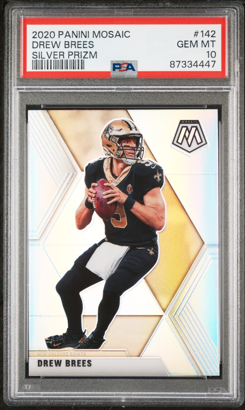 2020 PANINI MOSAIC SILVER PRIZM DREW BREES #142 PSA 10
