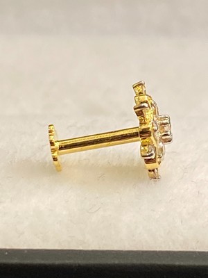 Stud Pour Nez En Or 18 Carats Jaune Avec Diamants Naturels 0,15 Carats - Neuf Avec étiquettes - H SI1