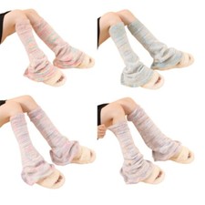 Women Colorful Furry Knit Flared Leg Warmer Slouch Loose Knee Boot Socks