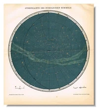 STARS 1894 Antique Constellations Map of Northern Sky Milky Way Celestial Chart