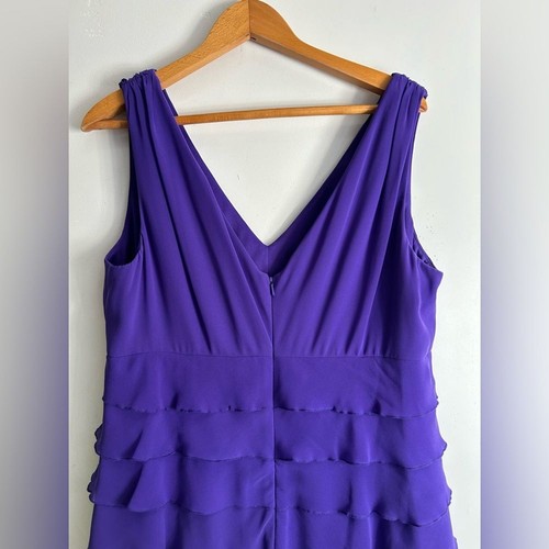 Jones New York Midi Dress Plus 16 Ruffle Purple Sleeveless Layered Shift classi - Picture 7 of 14