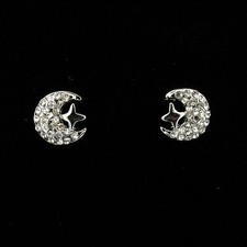 Moon Star Wedding Bridal Party Stud Earrings Men Lady Jewelry Crystals Clear 667