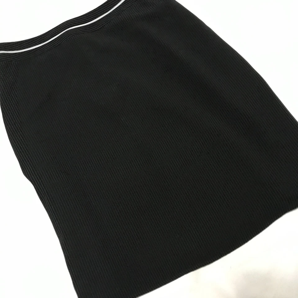 Bill Blass Suits Skirt Womens 10 Black Pinstripe w/ White Trim A-Line Poly Rayon - Image 3 of 4