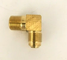 45 Deg Flare 3/8" Tube to 3/8” Male Pipe Brass 90 Degree Elbow (249F-6-6)