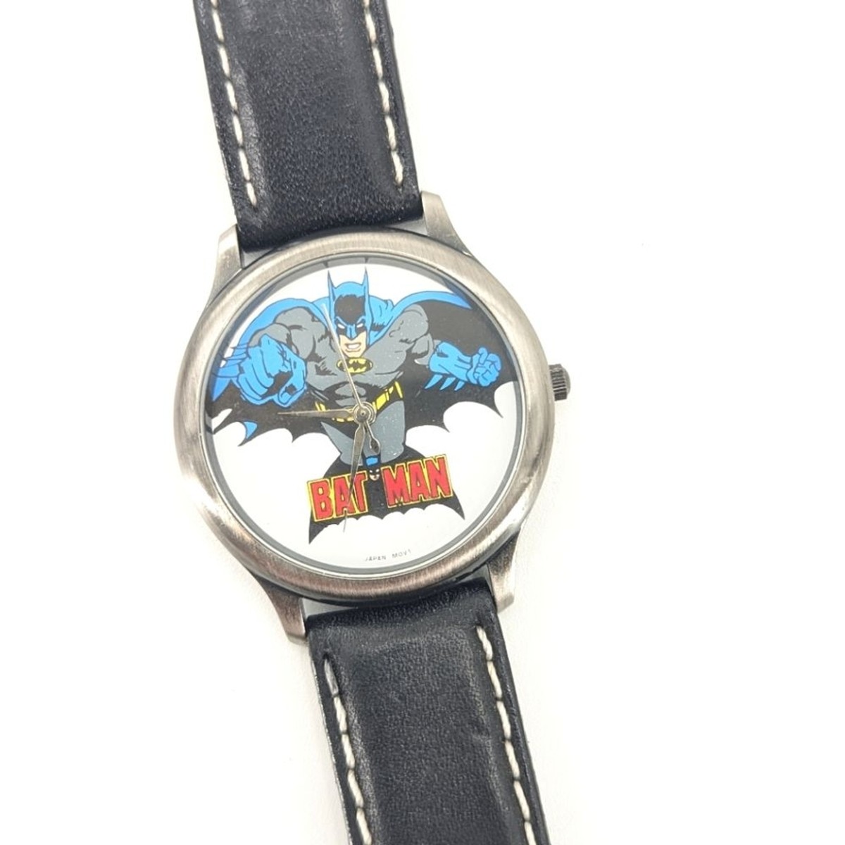 Vintage 1989 Fossil Batman Silver Black Leather Watch | eBay