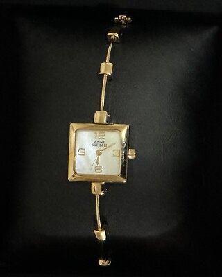 Anne Klein Womens Gold Tone Analog Japanese Quartz Fashion Bracelet Square Watch Vintage Anne Klein Square Watch / Gold Two Tone Quartz Watch  main image 3