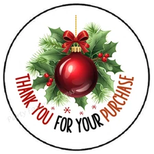 THANK YOU FOR YOUR PURCHASE CHRISTMAS ORNAMENT ENVELOPE SEALS LABELS STICKERS