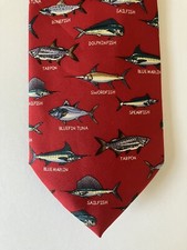 Alynn Neckwear Men's Necktie Tie Silk Satin Salt Water Game Fish Made in USA 58"