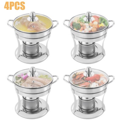 4x Round Chafing Dish Buffet Set Stainless Steel Food Warmer Chafer Complete Set