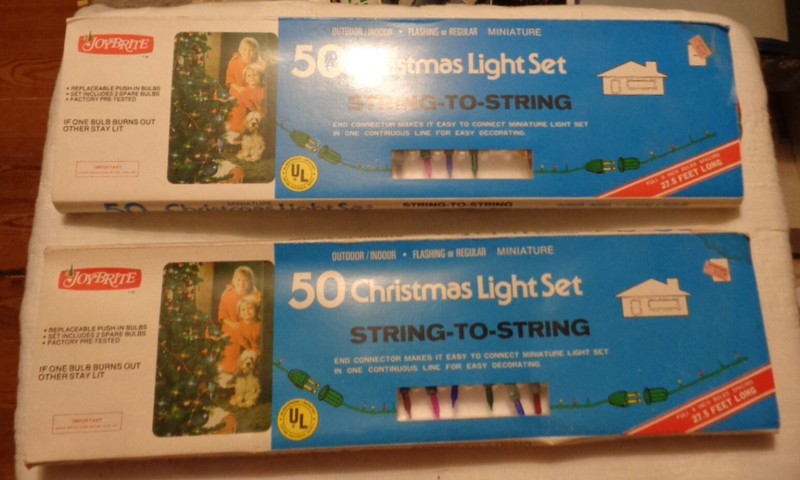 2 VTG "JOY BRITE" 50 each 27.5 ft. Multi-Color Christmas Lights Untested