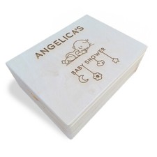 Wooden Engraved Personalised Baby Birthday/baby Shower Box,Unpainted  3 
