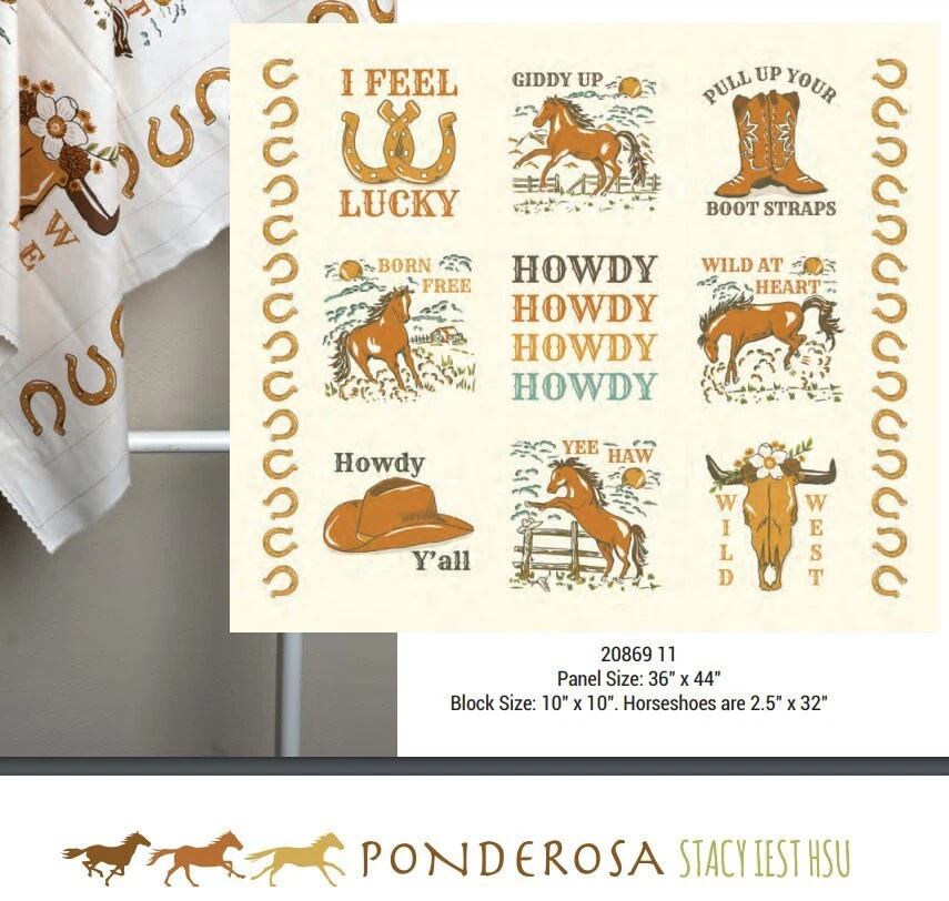 PONDEROSA PANEL Moda Fabric Stacy Hsu Western cowboy pillow quilt sew 20869-11 - Image 3 of 3