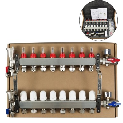 8 Branch Steel Intelligent Water Separator Water Collector Heating Manifold Set