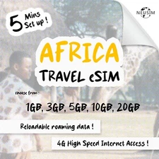 NeuSIM Africa eSIM 5-20GB Data - 14 Destinations | Same Day DELIVERY!