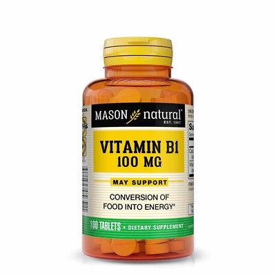 Mason Natural Vitamin B1 (Thiamin) 100 mg - Improved Energy, 100 Tablets