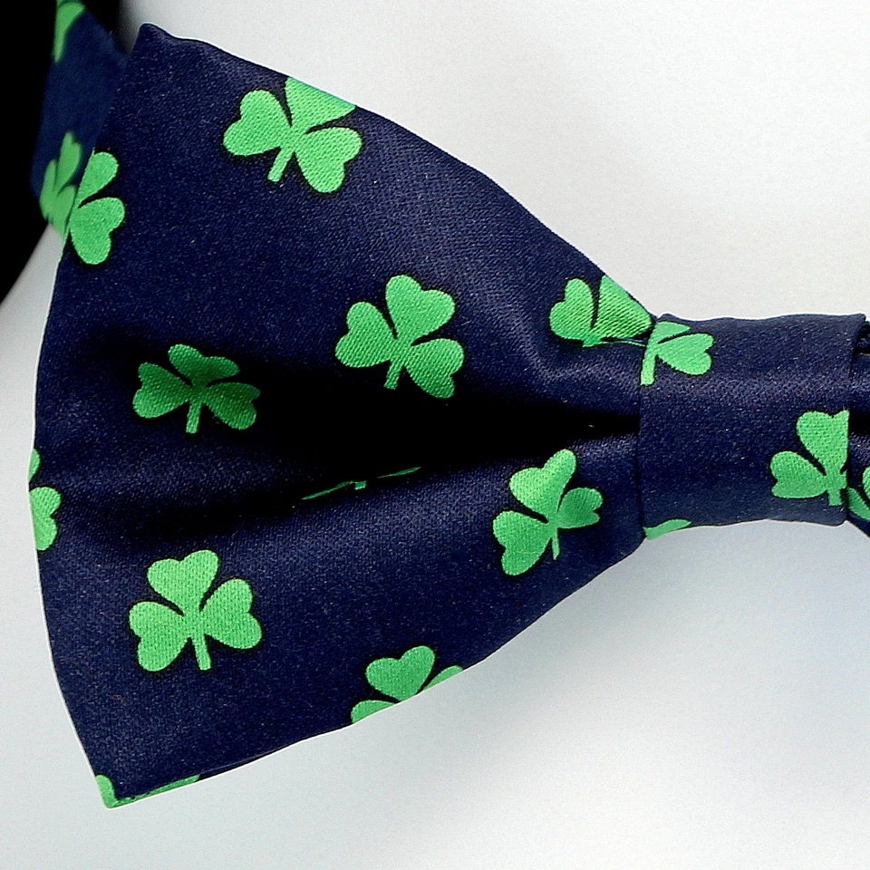 Trébol Irlandés Para Hombre Pajarita Ajustable Día de San Patricio Irlandés Azul Marino Pajarita  Foto 2 de 2