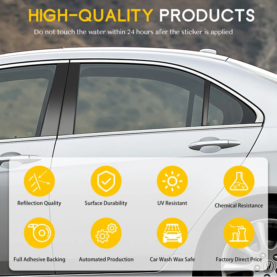 Cubierta de ventana de puerta postes de pilar negro brillante 6 piezas para Chevrolet Impala 2014-2020 Foto 4 de 4