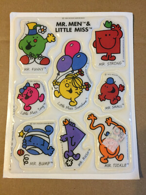 MR. MEN & LITTLE MISS PUFFY STICKER SHEET  1 SHEET 8 STICKERS  ROGER HARGREAVES