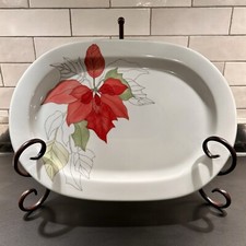 Vintage Block Poinsettia 15  Oval Serving Pla...