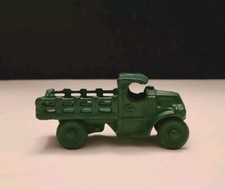 Vtg 1930s Dark Green Cast Iron Stake Open Bed Truck Toy Wheels Turn 3.5" READ