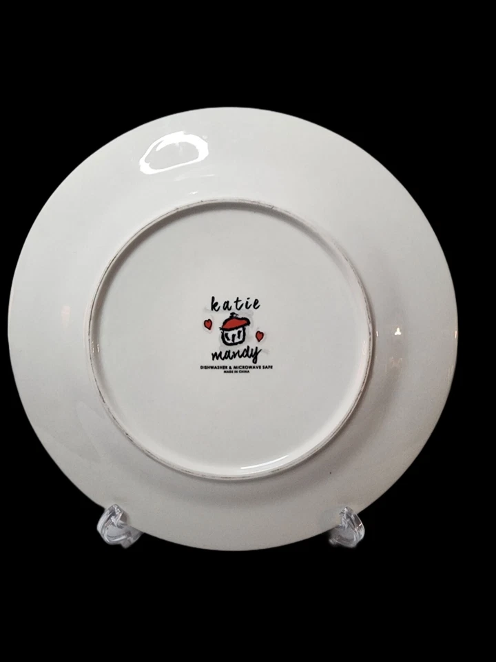 "The Giving Plate Holiday Plate Katie & Mandy 10,5"" blanco y negro familia amigos" Foto 2 de 2