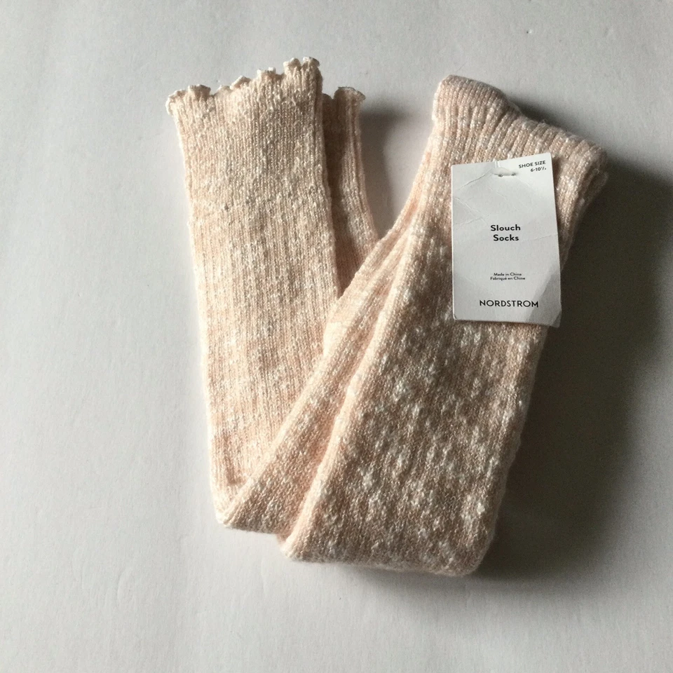 NORDSTROM 女式及膝高筒袜 PALE PINK MARL OS 全新带标签 — 第 4/4 张图片
