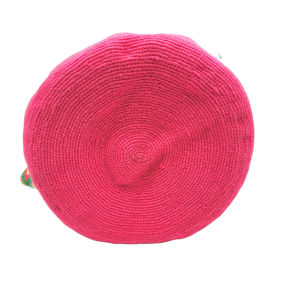 NUEVO CON ETIQUETAS 🔥 Bolso Mochila Wayuu Grande Colombiano Hecho a Mano Sólido Informal Calidad Superior ROSA Foto 4 de 4