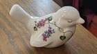 Vintage Hand Painted Milk Glass Bird Figurine Signed D. Cutshaw Floral, Fenton