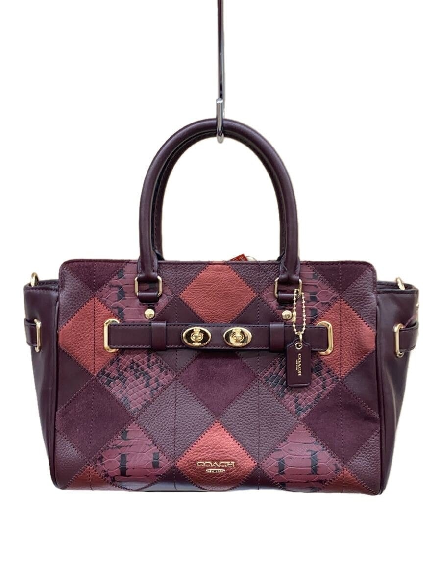COACH Red Leather Tote Bag with All-Over Pattern